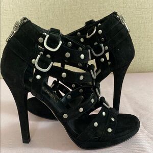 Vaneli Black and Silver Stiletto Heels